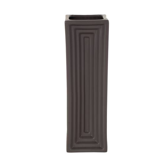18" Black Ceramic Rectangular Decorative Vase